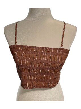 A New Day NWT Brown Striped Crop Top Tiny Tank Size Medium